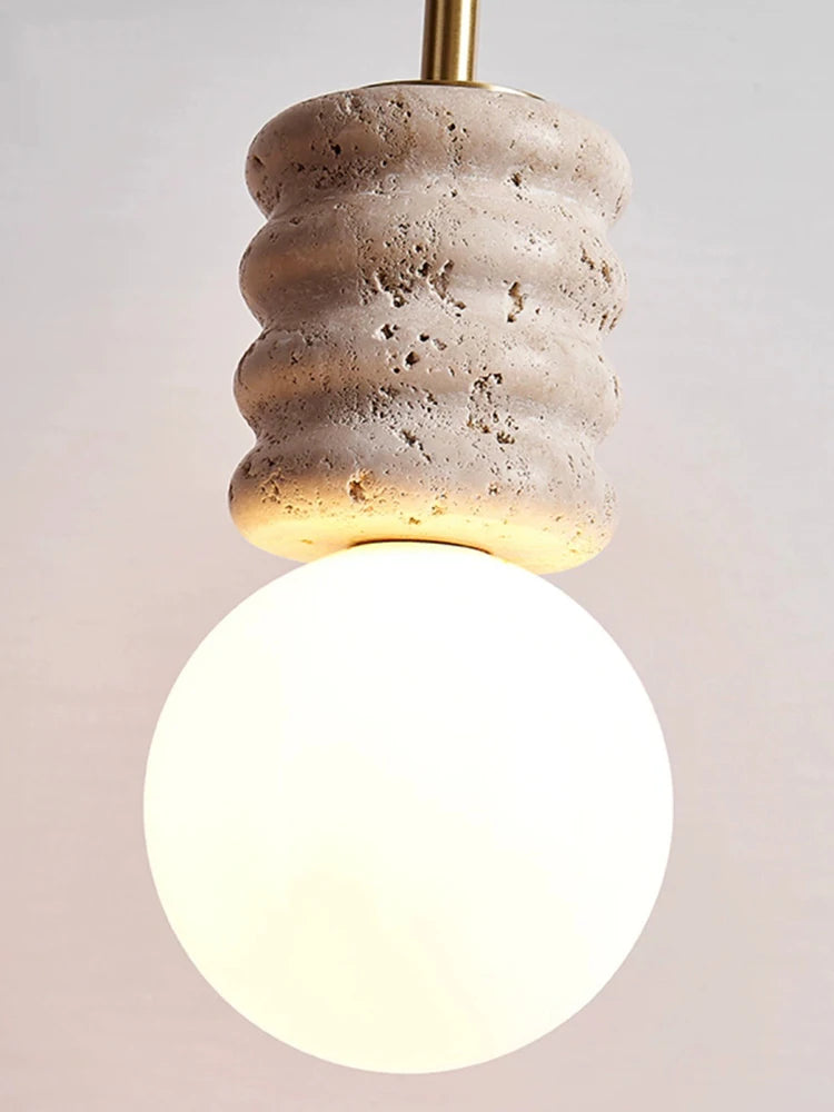 Modern Beige Travertine Pendant Light