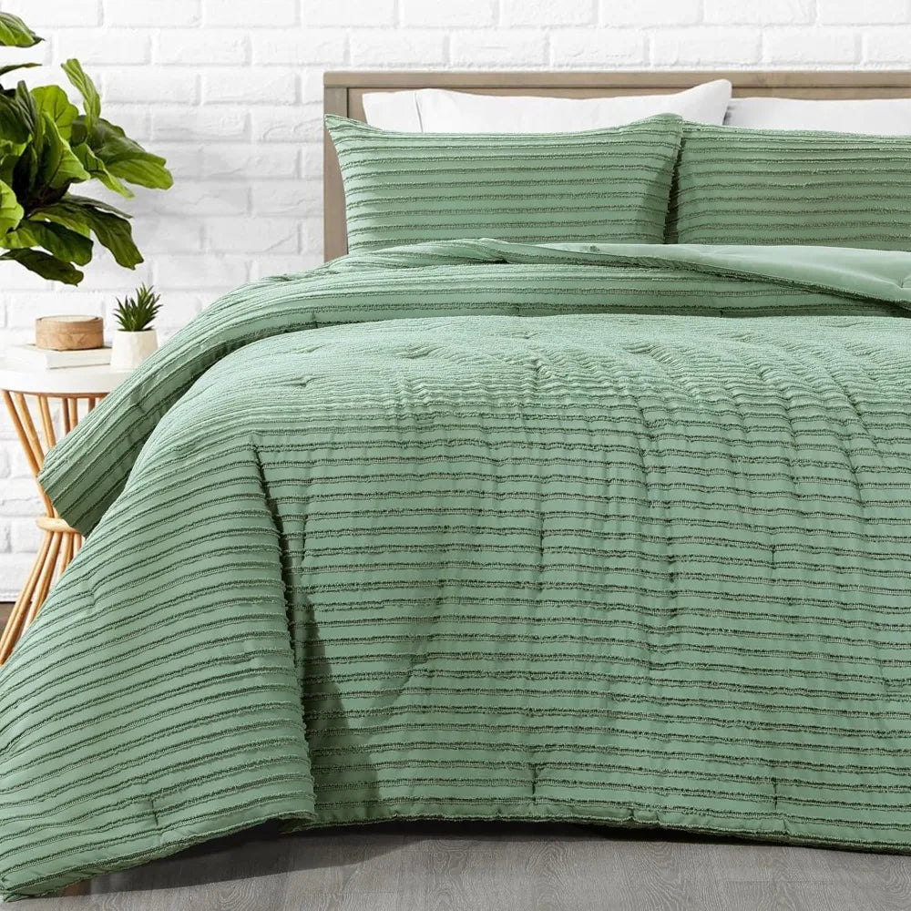 Sage Green Oversized King Tufted Bedding Set