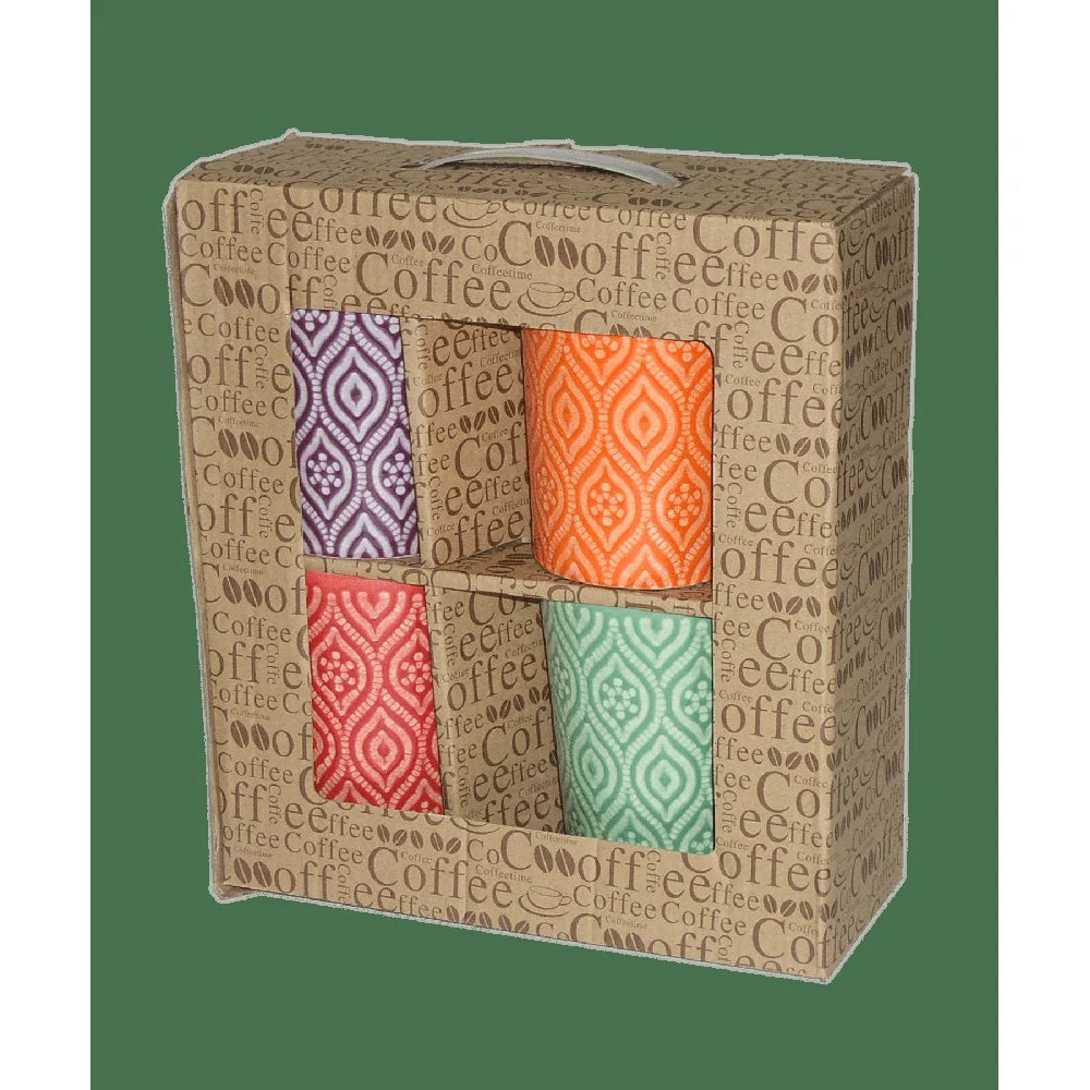 MosaicAura Multi-Color Ceramic Mug Set (4-Piece)