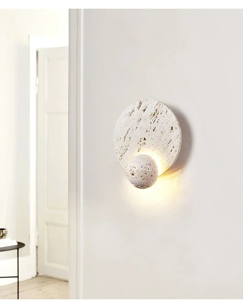 Oris Travertine Disc Sconce