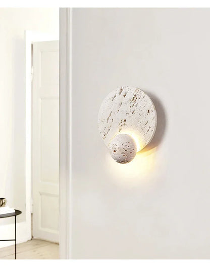 Oris Travertine Disc Sconce