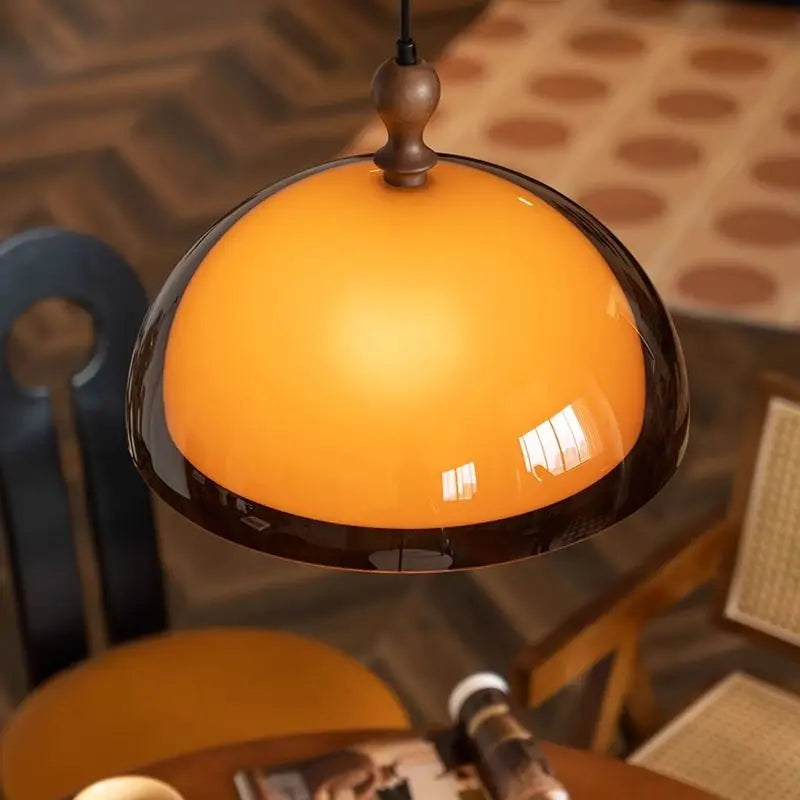 Amber Glow Dome Pendant Light