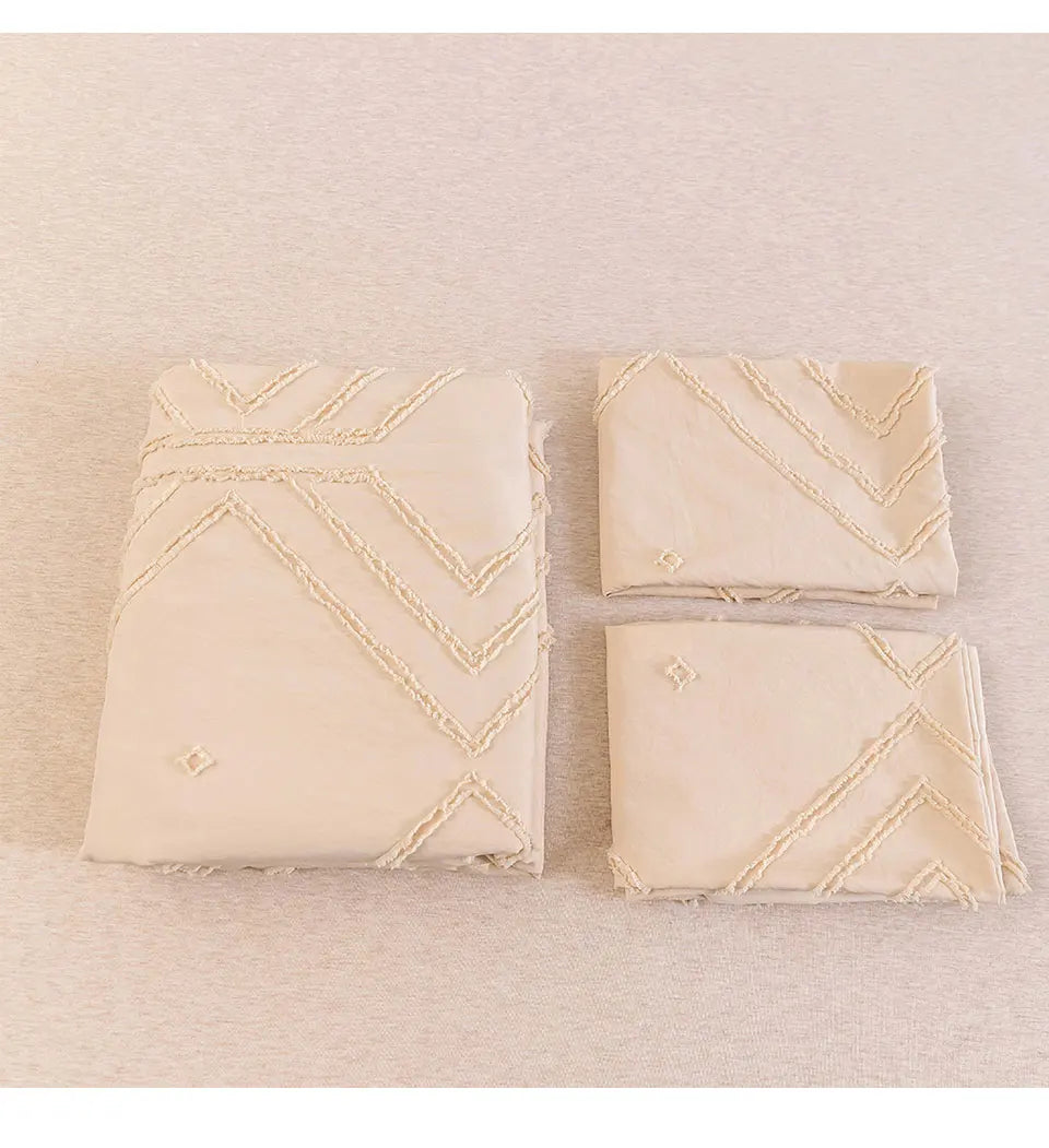 Roselle Tufted Geometric Duvet Cover Set