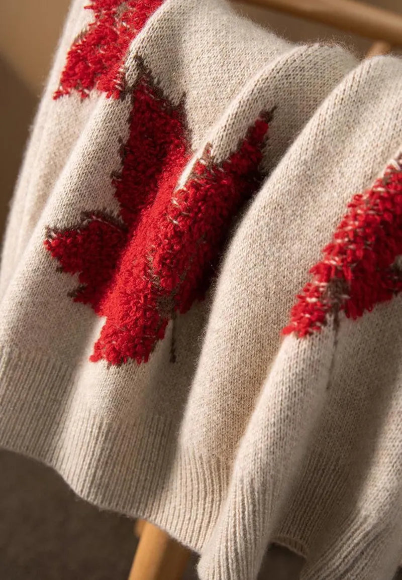 Maple Leaf Knitted Sweater