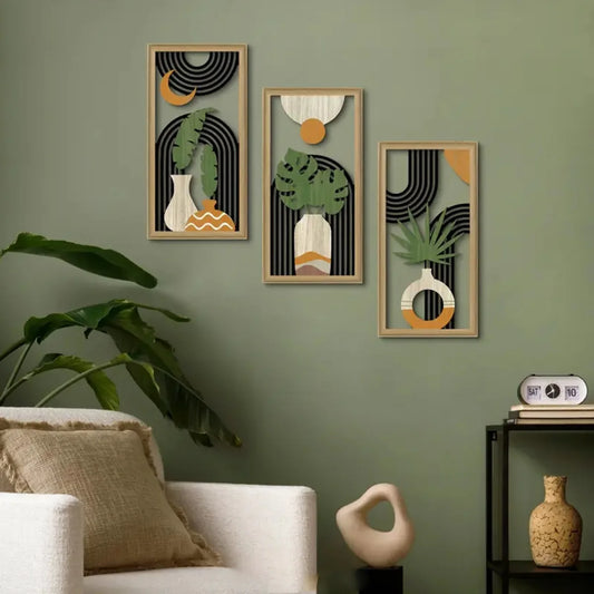 Geometric Botanical Wall Art Set (3pcs)