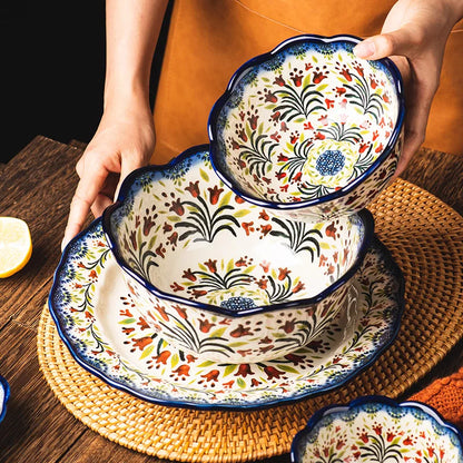 Hand-painted Floral Ceramic Bowl