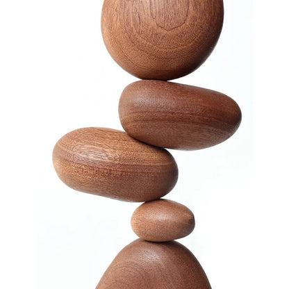 Zen Wood Stone Shape Decor