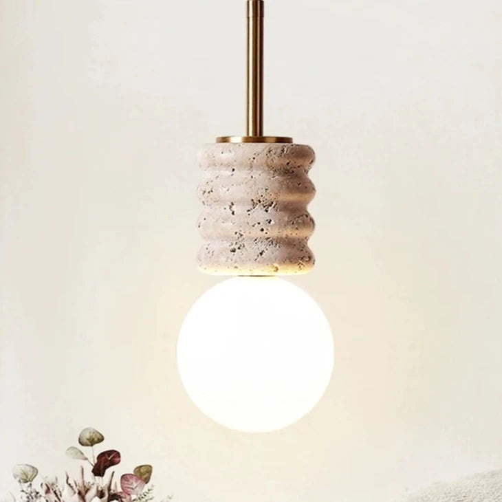 Modern Beige Travertine Pendant Light