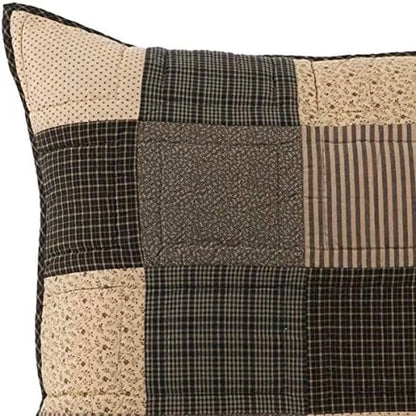 Kettle Grove 3-Piece Queen Quilt Set – Primitive Country Patchwork Design in Black and Crème