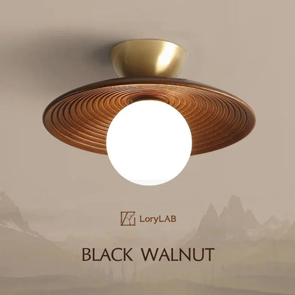 Aurora Wood Disc Ceiling Lamp