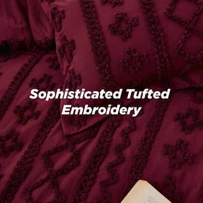 Crimson Solace Chenille Duvet Set