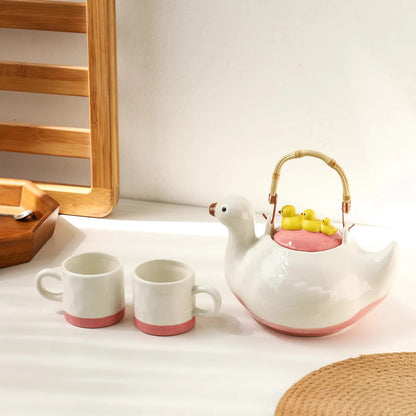 Golden Quackstone Ceramic Tea Kettle Set