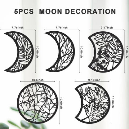 LunarLeaf Harmony – Wooden Moon Phase Wall Hanging