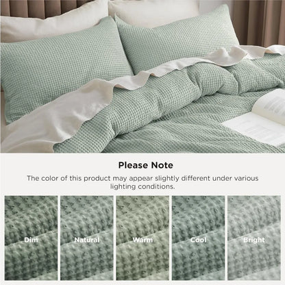 Sage Haven Cotton Waffle Queen Duvet Cover