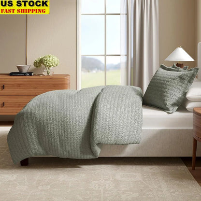 Honeycomb Waffle Eucalyptus Duvet Cover