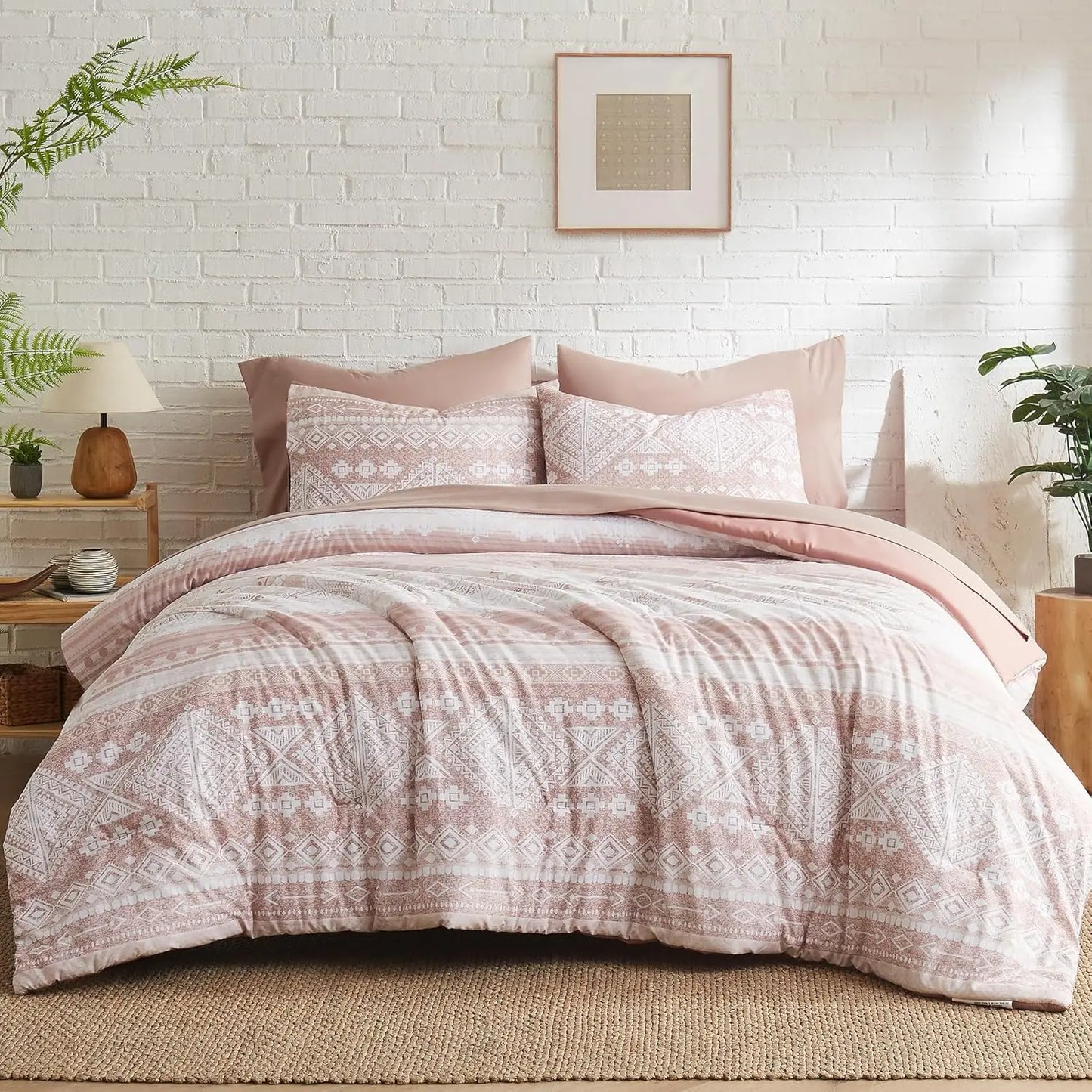 Reversible Blush Aztec Haven 7-Piece Queen Comforter Set