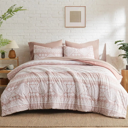 Reversible Blush Aztec Haven 7-Piece Queen Comforter Set