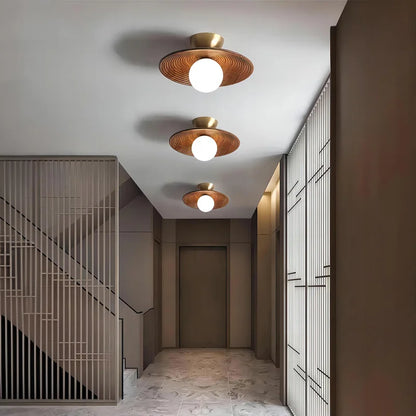 Aurora Wood Disc Ceiling Lamp