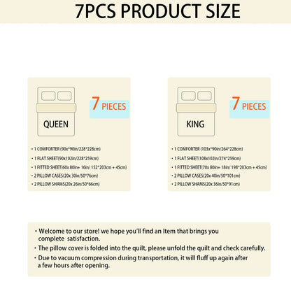 Evergreen Chevron Bloom 7-Piece Quilt Set