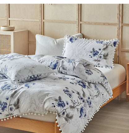 Moonlit Blossom Pom-Pom Duvet Set