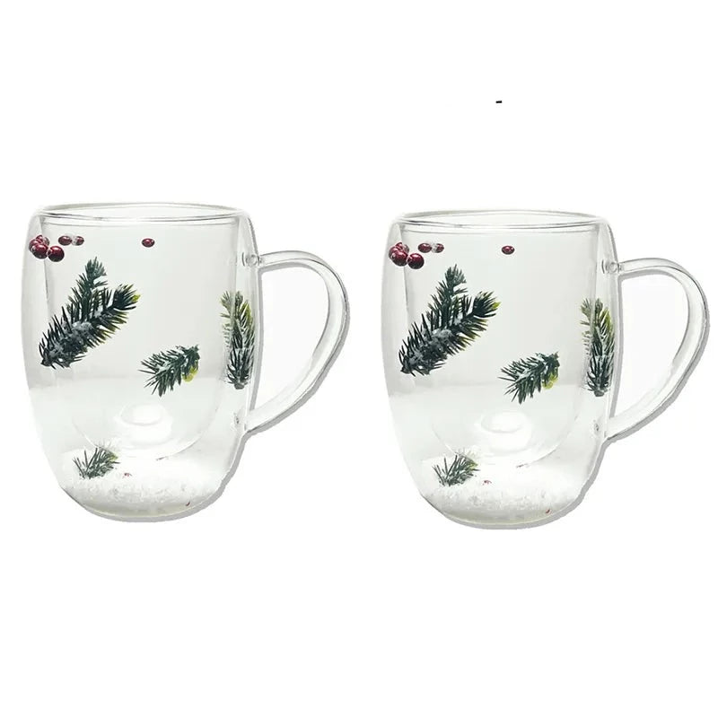 2pcs Dry Flowers Double Wall Glass Mug – Blackbrdstore