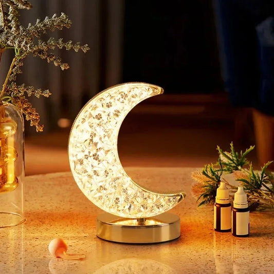 Crescent Moon Crystal Lamp