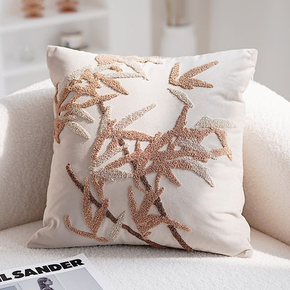 Embroidered Orchid Pillow Cover