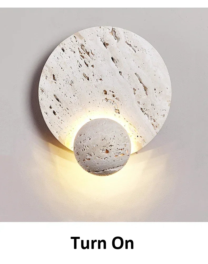 Oris Travertine Disc Sconce