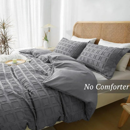 Textured Grid Pattern Duvet Set