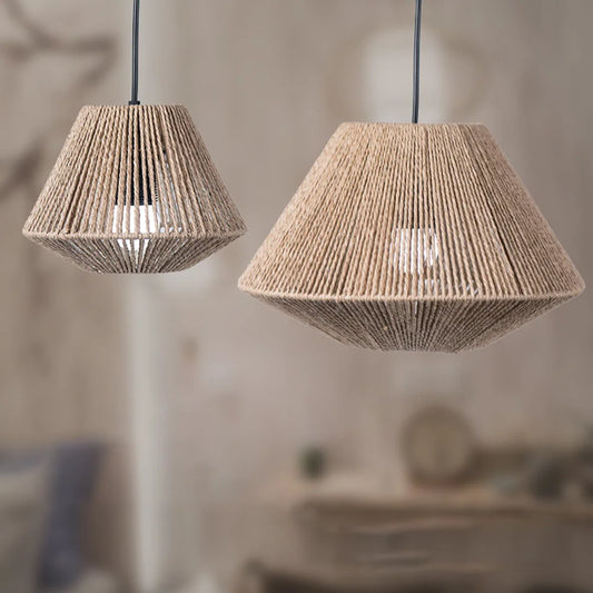 Rustic Woven Hemp Rope Pendant Light