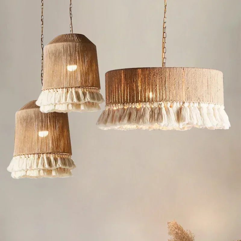 Liora Woven Halo Tassels Pendant Light