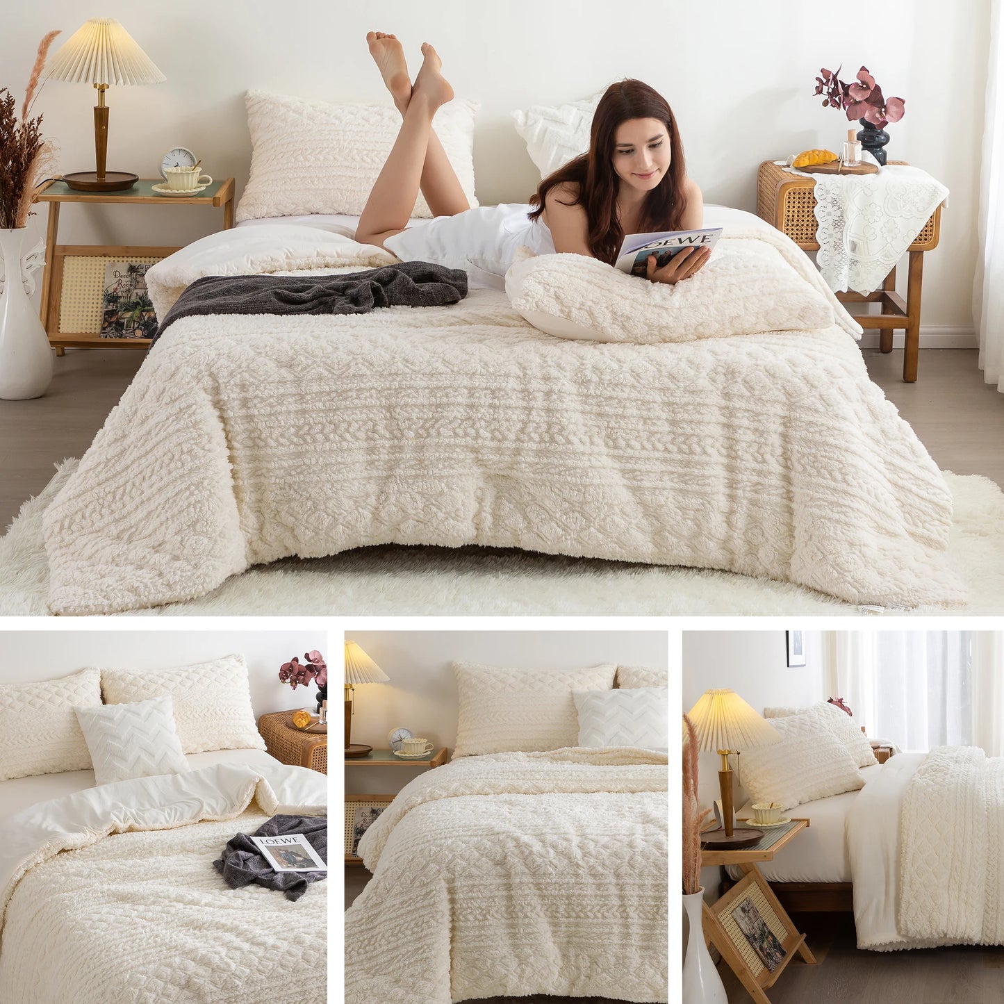 Ivory Cloud Sherpa Comforter Set