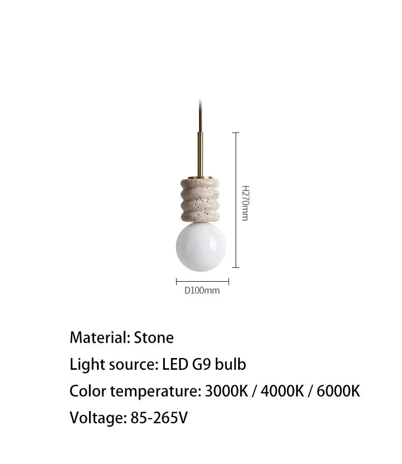 Modern Beige Travertine Pendant Light