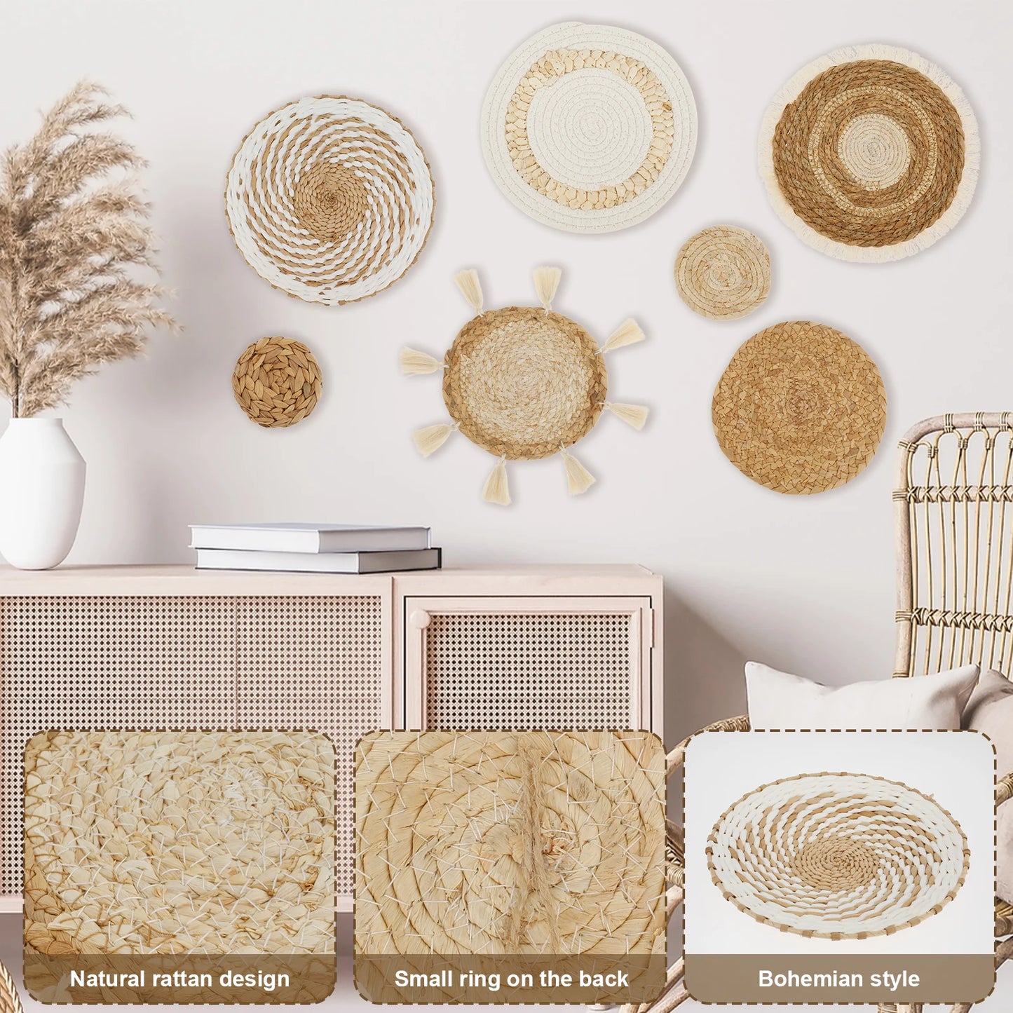 WovenHaven – Rustic Farmhouse Basket Wall Set (7pcs)