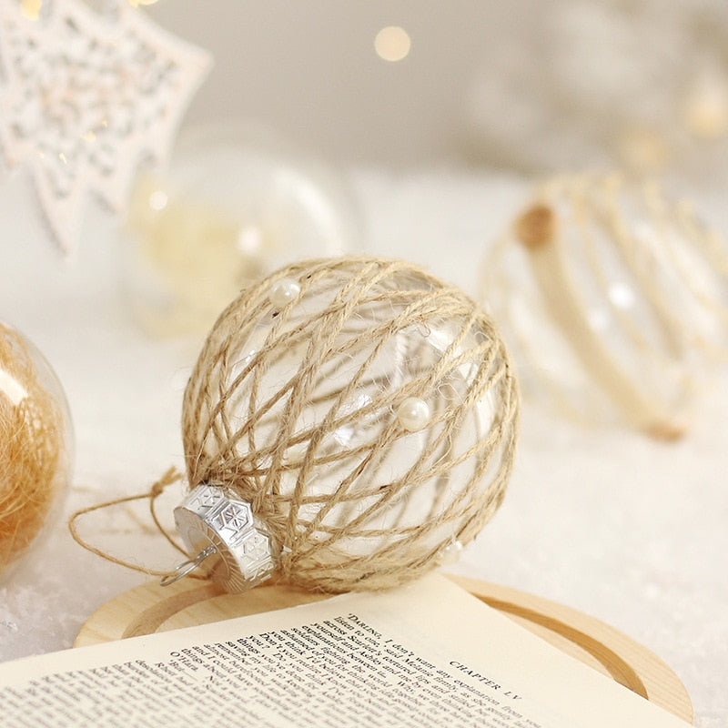 Linen Gold Transparent Christmas Balls