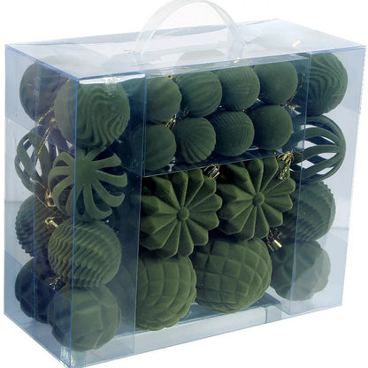 48pcs Velvet Christmas Ornaments Set