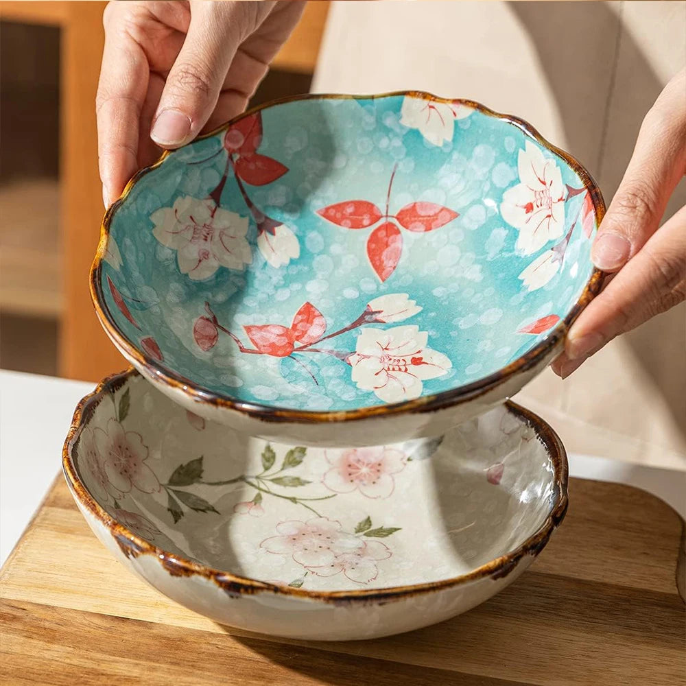 Sakura Bloom Hand-Painted Ceramic Bowl