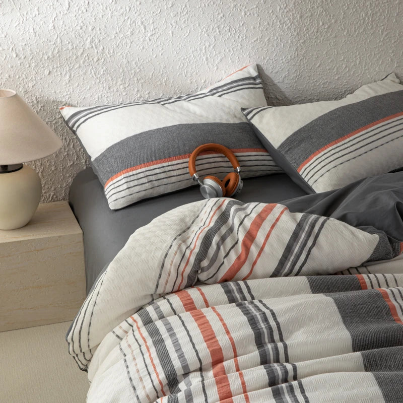 NORDÉLLE Cotton Stripe Duvet Cover Set