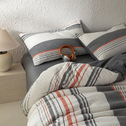 NORDÉLLE Cotton Stripe Duvet Cover Set