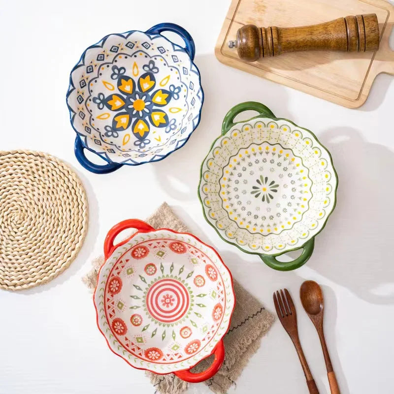 Scallop Edge Ceramic Handle Bowls