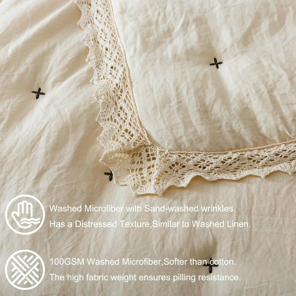 Willow Dusk Lace Quilt Set