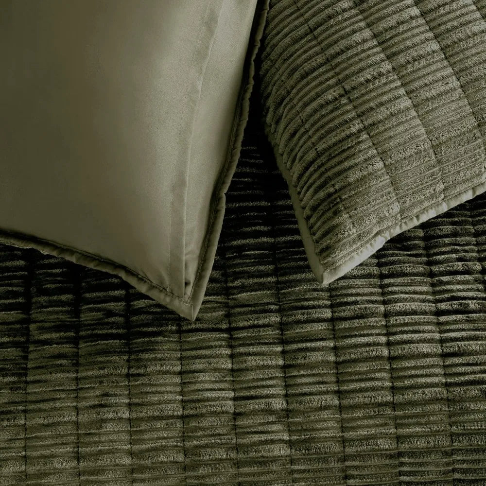 Everwood Velvet Plush Corduroy Striped King Quilt