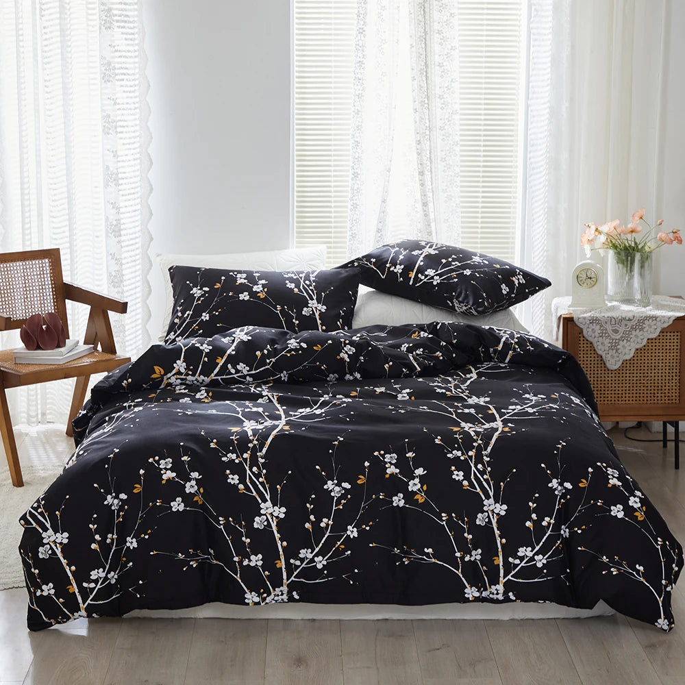 Sakura Spring Black Duvet Cover Set