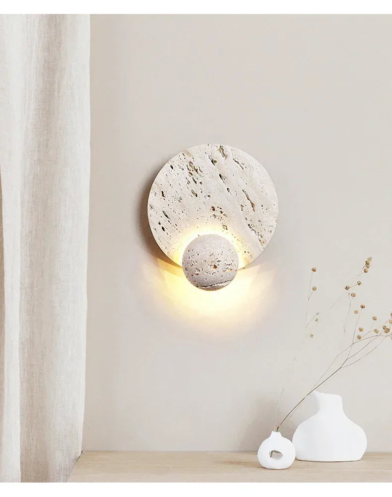 Oris Travertine Disc Sconce