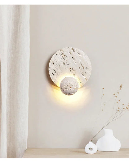 Oris Travertine Disc Sconce