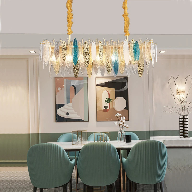 Blue Wave Glass Artistic Chandelier