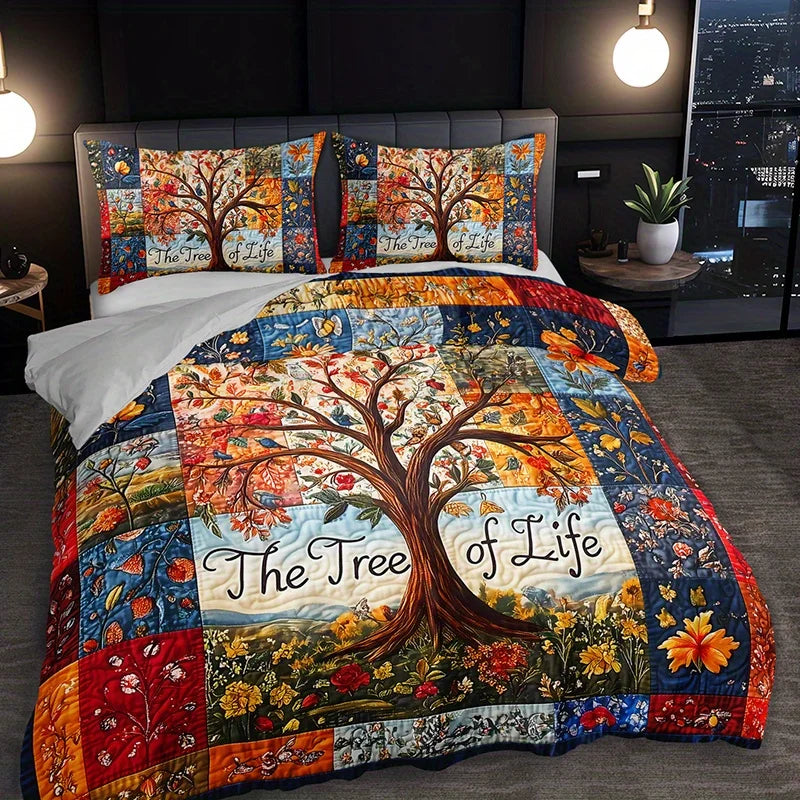 The Tree Of Life Quilted Duvet Cover Set