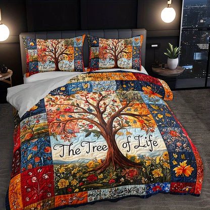 The Tree Of Life Quilted Duvet Cover Set