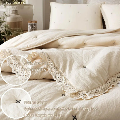 Willow Dusk Lace Quilt Set