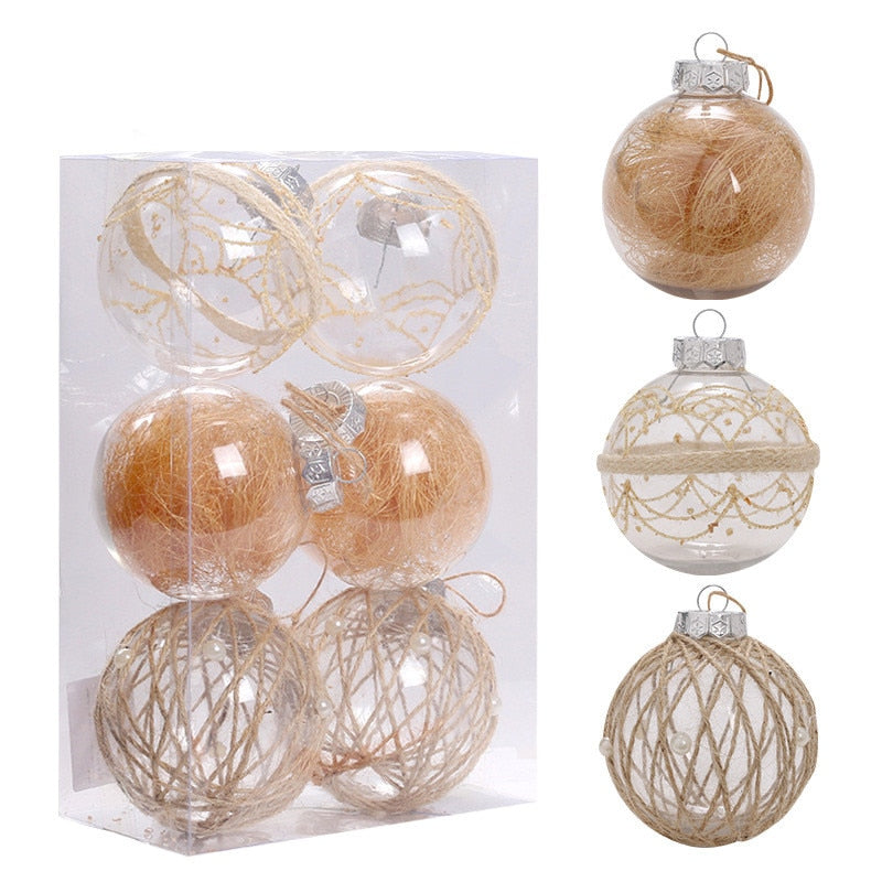 Linen Gold Transparent Christmas Balls
